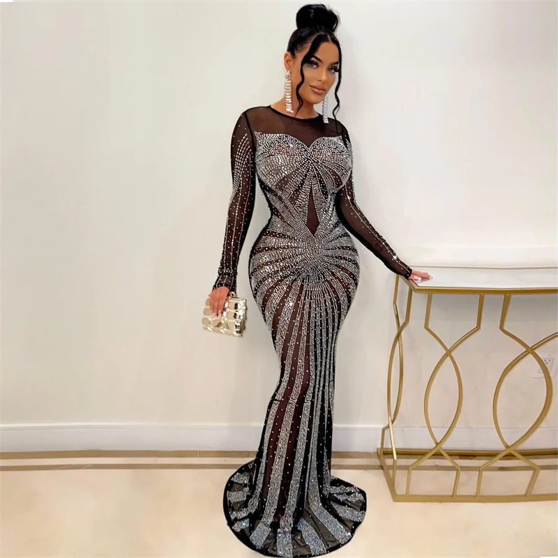 Sparkly Rhinestone Club Party Dress - Sexy Sparkly Kristall Strass Meerjungfrau Abendkleider