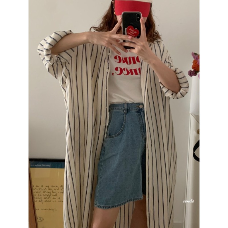 Korean Style A Line Shirt Dress - Koreanisches Minimalistisches Kleid mit Lockerem Kragen