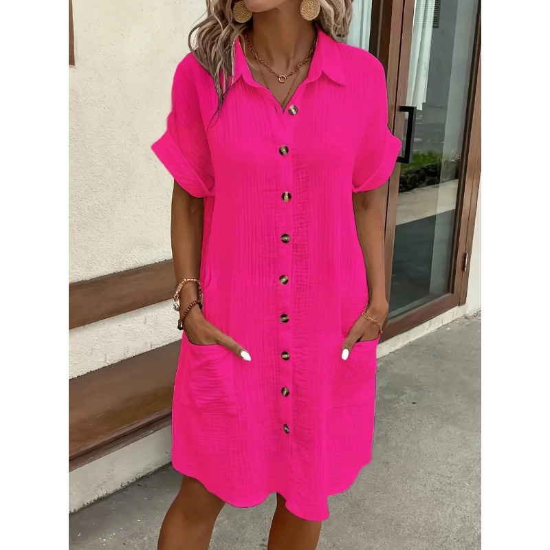 Modisches Lässiges Baumwoll-Le – Casual Loose Linen Shirt Dress Bewertung und Preis