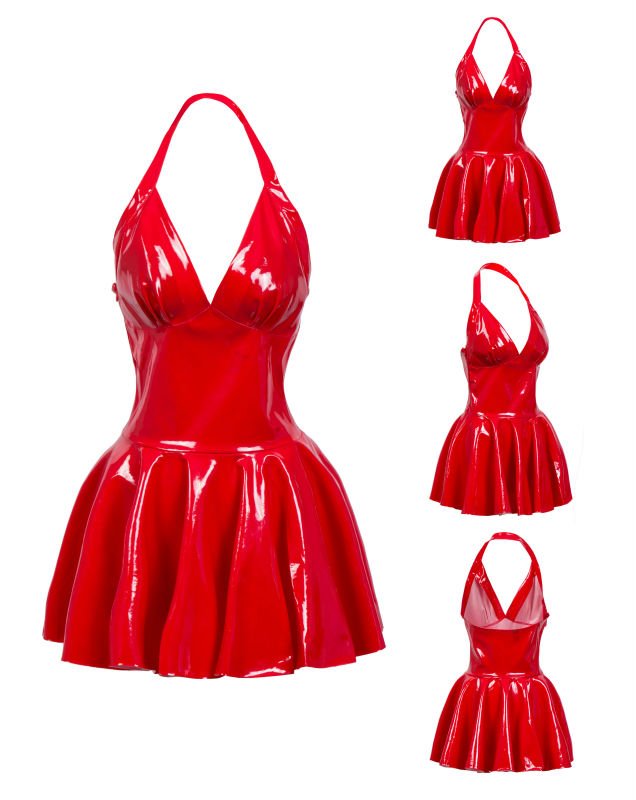 Damen Sexy Latex-Leder Plissie – Y2K Backless Halter Mini Dress Bewertung und Preis