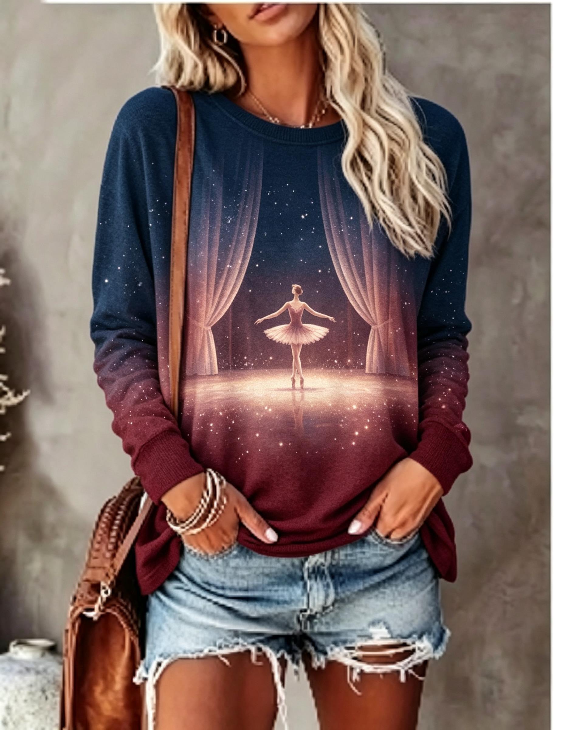 Damen Langarm-T-Shirt mit Ball – Blouses Bewertung und Preis